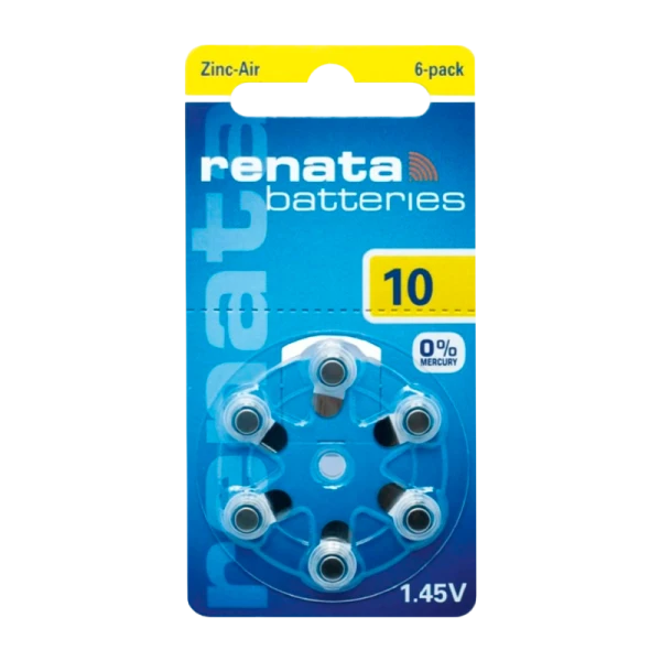 Батарейка Renata ZA10 BL6 Zinc Air 1.45V (Новая упаковка) (6/60/600/6000)