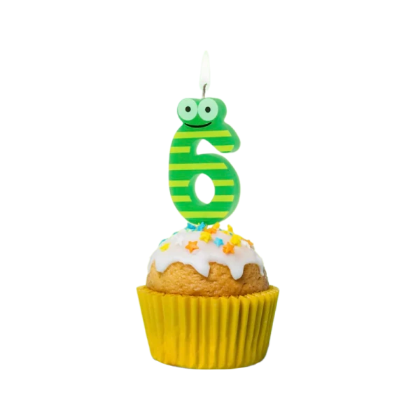 Свеча детская для торта, цифра 6, 1 шт. в упаковке, PATERRA (1/24)