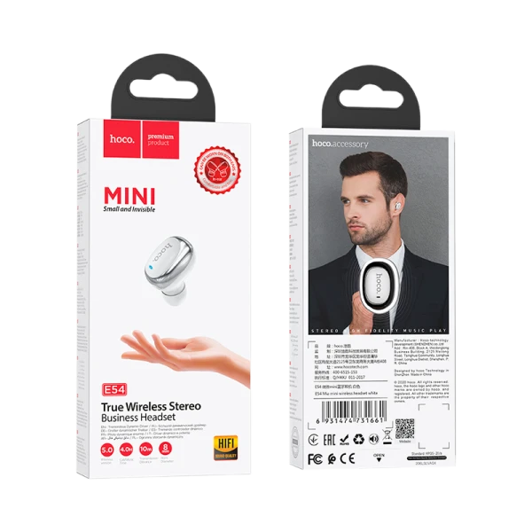 Беспроводная гарнитура HOCO E54 белый (1/30/180)