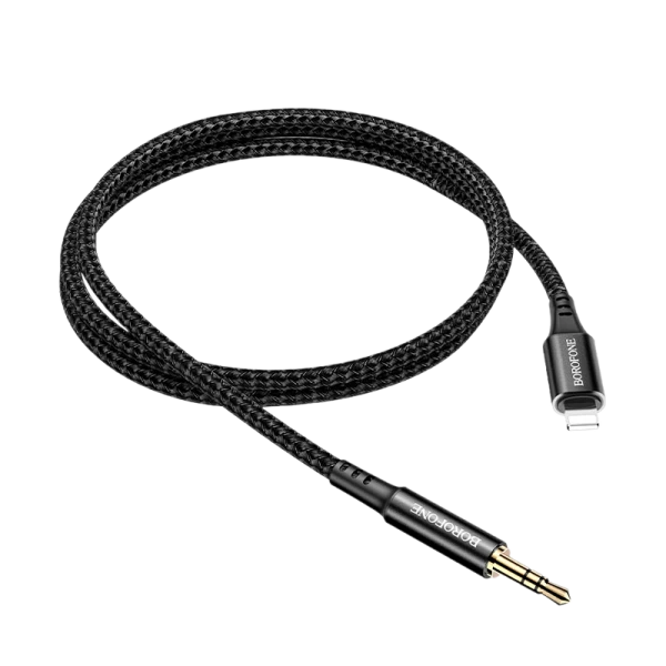 Кабель AUX Borofone BL18 Jack 3.5mm (m)-Lightning (m) 1.0м силикон черный (1/63/252)
