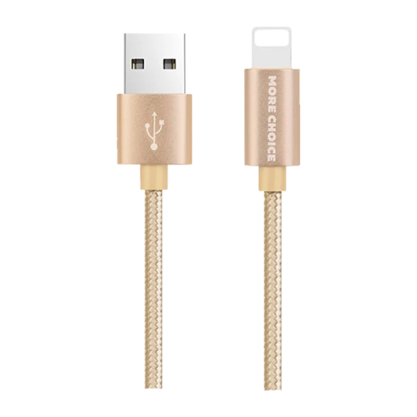 Кабель HOCO X2 USB (m)-Lightning (m) 1.0м 2.1A нейлон золотой (1/30/300)