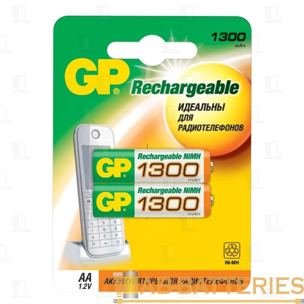 Аккумулятор бытовой GP HR6 AA BL2 NI-MH 1300mAh в бумажной упаковке (2/20/160)