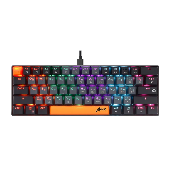 Клавиатура проводная Defender GK-002 RU APEX игровая USB 1.5м черный (1/18)