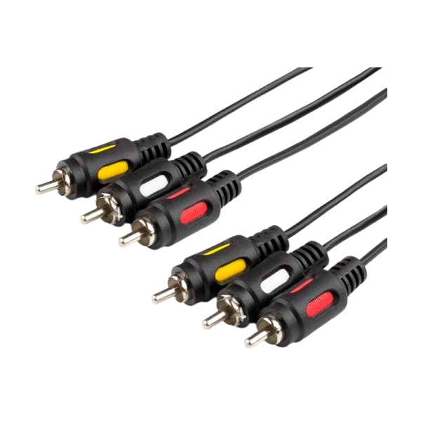 Кабель Atcom AT0711 3xRCA (m)-3xRCA (m) 1.8м силикон черный в пакете (1/10/125)