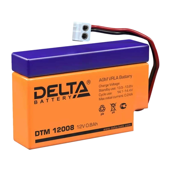 Аккумулятор свинцово-кислотный Delta DTM 12008 12V 0.8Ah
