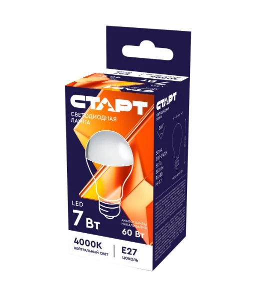 Лампа светодиодная Старт GLS E27 7W 4000К 220V груша Black матовая (1/10/100)