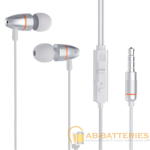 Наушники внутриканальные HOCO M59 с микр. серебряный (1/21/210)