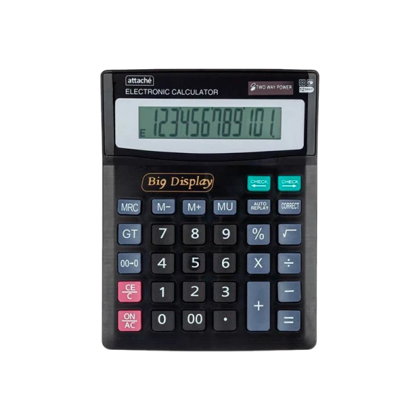 Калькулятор полноразмерный Attache ATC-444-12F 12-разрядный универсальный черный