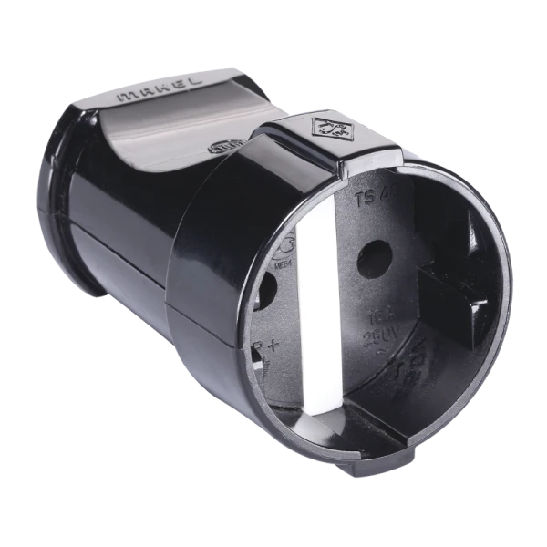 Розетка штепсельная Makel 1гн. пластик черный 10054 (1/50)