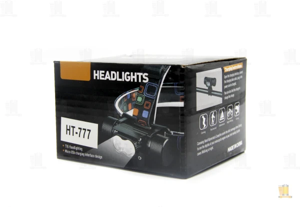 Фонарь налобный Без бренда HT-777 COB от аккумулятора черный