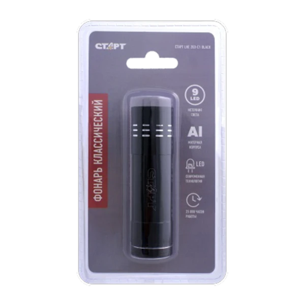 Фонарь светодиодный Старт LHE 203-C1 10W 9LED от батареек черный