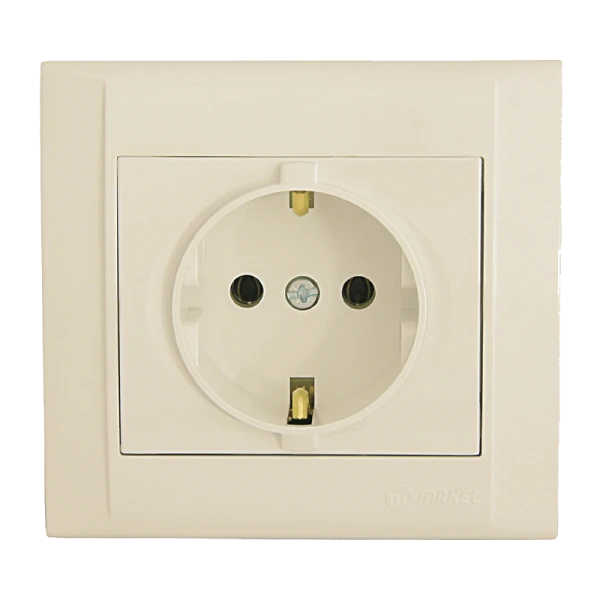 Розетка Makel Defne 1гн. 16A С/З керамика кремовый 42010008 (1/12)