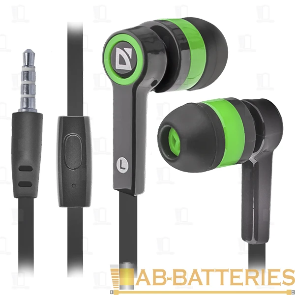Наушники внутриканальные Defender 420 Pulse с микр. черный зеленый (1/80)