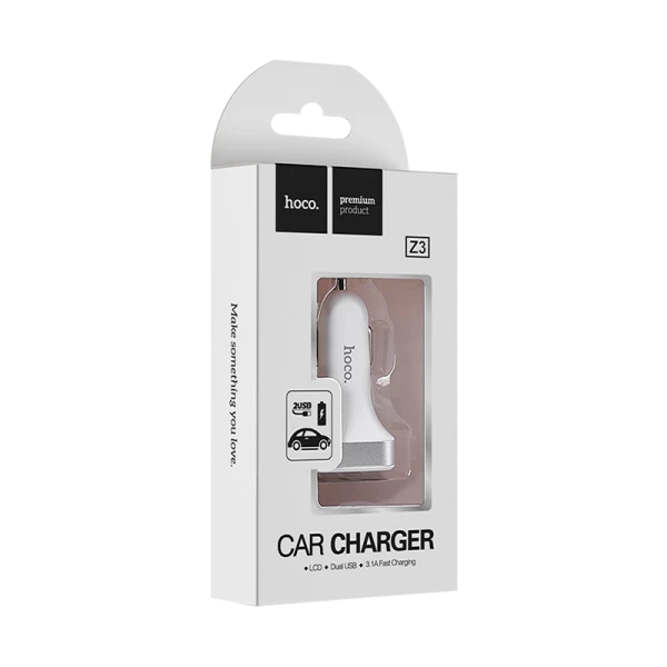 Автомобильное З/У HOCO Z3 2USB 3.1A белый (1/21/126)
