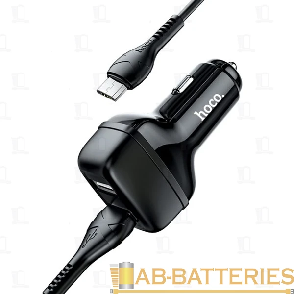 Автомобильное З/У HOCO Z36 2USB 2.1A с кабелем microUSB черный (1/14/140)