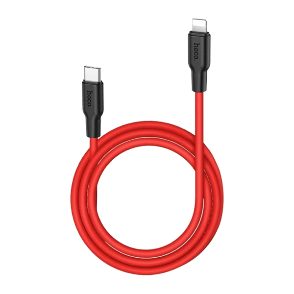 Кабель HOCO X21 Plus Lightning (m)-Type-C (m) 1.0м 3.0A 20W силикон черный красный (1/28/168)