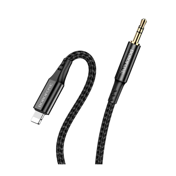 Переходник AUX Borofone BL7 Jack 3.5mm (m)-Lightning (m) 1.0м нейлон черный (1/360)