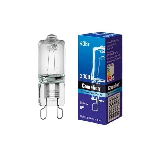 Лампа галогенная Camelion G9 4W 2700К 207-244V капсула BL1 прозрачная