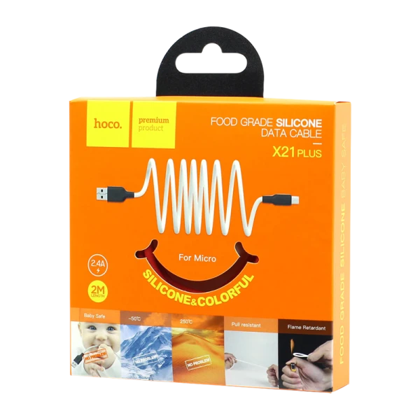 Кабель HOCO X21 Plus USB (m)-Lightning (m) 2.0м 2.4A силикон черный красный (1/28/168)