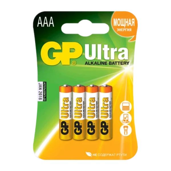 Батарейка GP ULTRA LR03 AAA BL4 Alkaline 1.5V (4/40/320) R