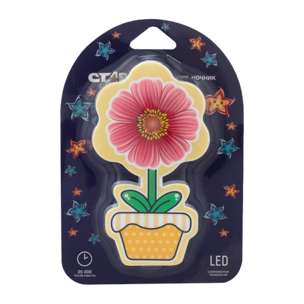 Ночник Старт "Цветок" NL 3LED 0.5W 220V красный (1/60/240)