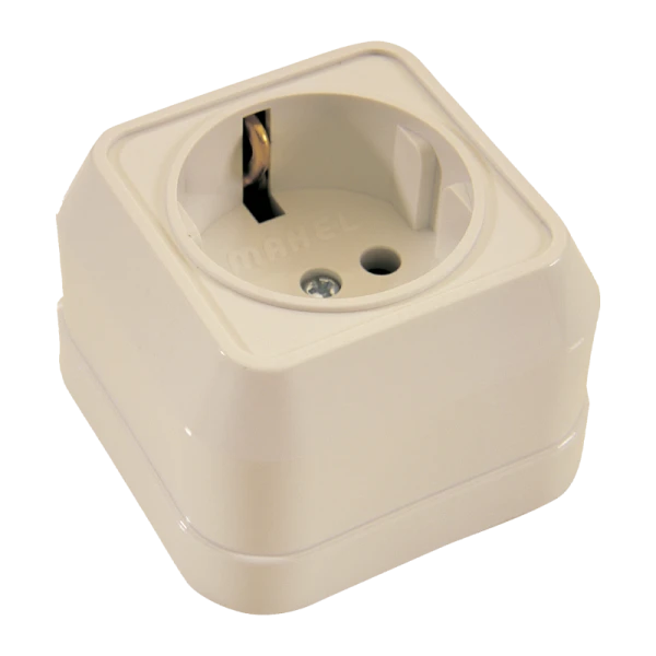 Розетка Makel Siva Ustu 1гн. 16A С/З кремовый 45208 (1/10)