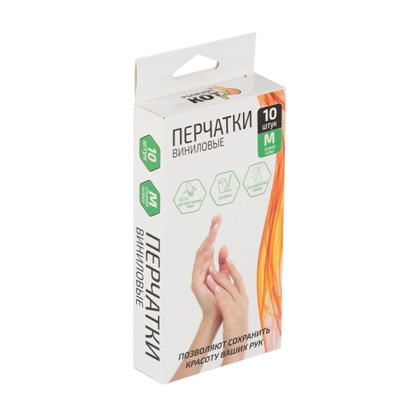 Перчатки Рыжий кот M винил неопудренные 10шт. (1/50)