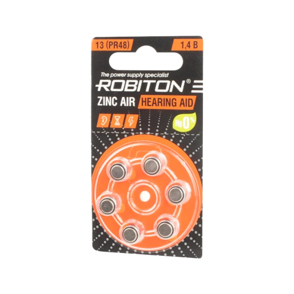 Батарейка Robiton ZA13 BL6 Zinc Air 1.45V (6/60/1800)