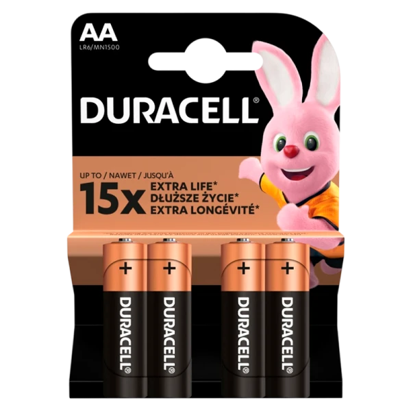 Батарейка Duracell Basic LR6 AA BL4 Alkaline 1.5V (4/48/80/192/21504)
