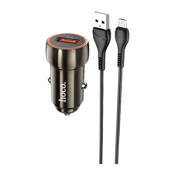 Автомобильное З/У HOCO Z46 USB 3.0A с кабелем Type-C серый