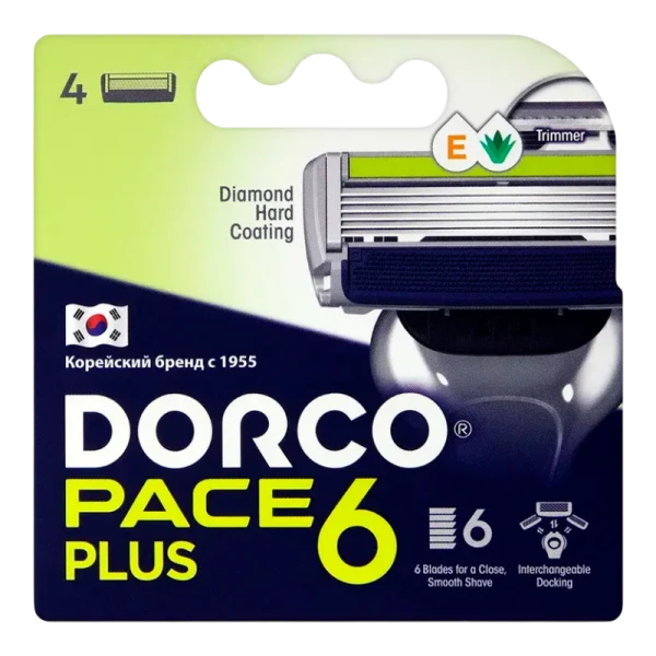 Сменные кассеты DORCO PACE6 Plus 6 лезвий 4шт. (цена за 1 шт) (4/96)