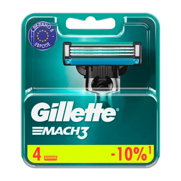 Сменные кассеты Gillette MACH3 (RUS) 3 лезвия 4шт. (цена за 1 шт) (4/40)