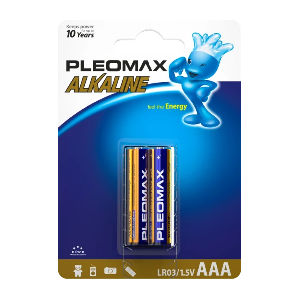 Батарейка Pleomax LR03 AAA BL2 Alkaline 1.5V (2/20/400/19200)