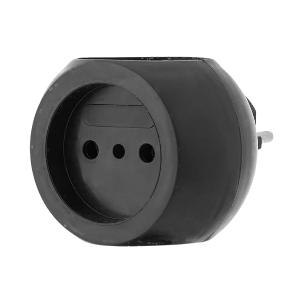 Разветвитель Без бренда "Круглый" 3р.Б/З 6A черный (1/50)