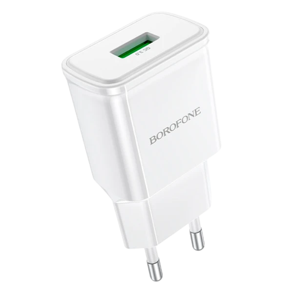 Сетевое З/У Borofone BA59A 1USB 2.4A QC3.0 белый (1/35/140)