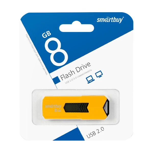 Флеш-накопитель Smartbuy Stream 8GB USB2.0 пластик желтый