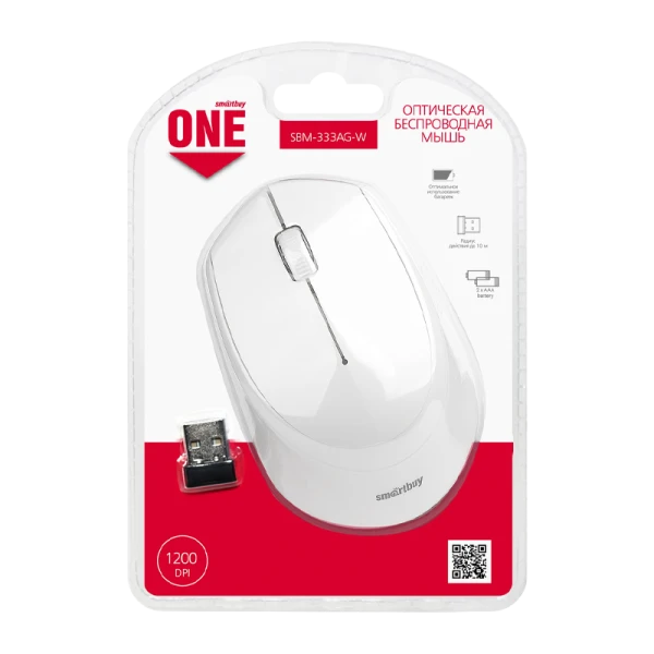Мышь беспроводная Smartbuy 333AG ONE классическая USB белый (1/80)