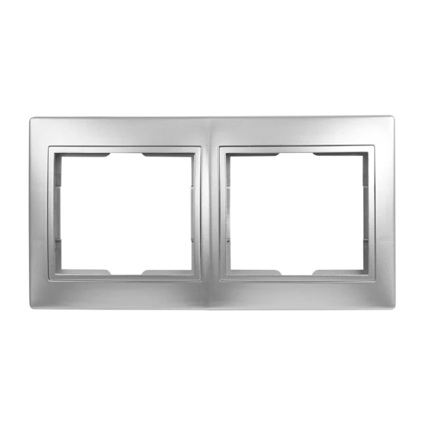 Рамка Smartbuy 2-местная горизонтальная серебро "Венера"