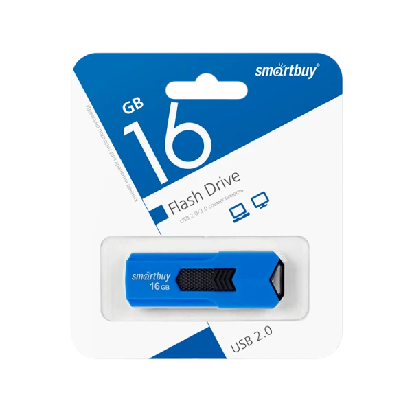 Флеш-накопитель Smartbuy Stream 16GB USB2.0 пластик синий