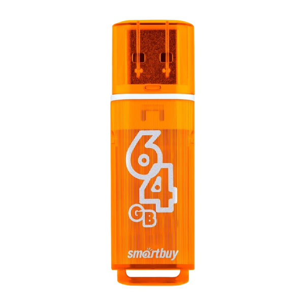 Флеш-накопитель Smartbuy Glossy 64GB USB2.0 пластик оранжевый