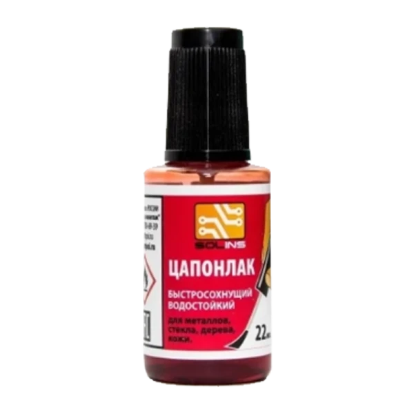 Цапонлак Solins 22мл водостойкий красный