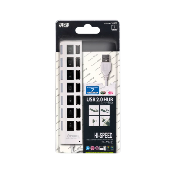 USB-Хаб Smartbuy 7207 7USB с выключателем белый