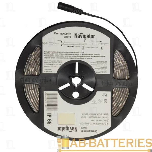 Светодиодная лента Navigator 71 413 NLS-5050W30-7.2 IP65 12B R5 5 м