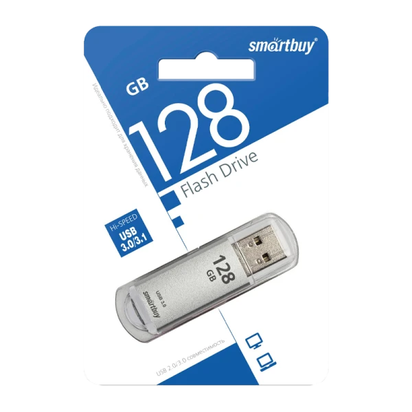Флеш-накопитель Smartbuy V-Cut 128GB USB3.1 пластик серебряный