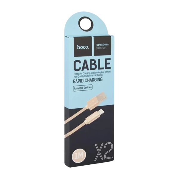 Кабель HOCO X2 USB (m)-Lightning (m) 1.0м 2.1A нейлон золотой (1/30/300)