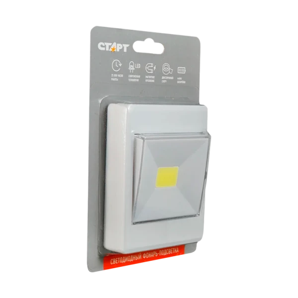 Светильник пушлайт Старт PL-1LED-COB 1LED+COB липучка белый (10/100)