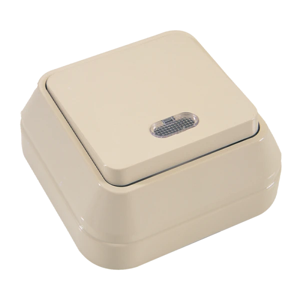 Выключатель Makel Light Siva Ustu 1-клав.10A пластик накладной кремовый 45221 (1/10)