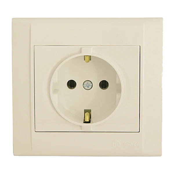 Розетка Makel Defne 1гн. 16A С/З кремовый 42010028 (1/12)