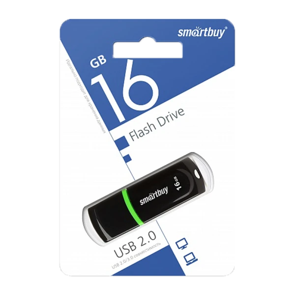 Флеш-накопитель Smartbuy Paean 16GB USB2.0 пластик черный