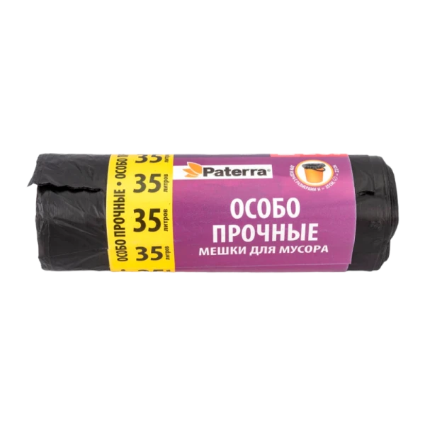 Мешок для мусора, "ОСОБО ПРОЧНЫЕ", 35 л, 10 мкм, 20 шт. в рулоне, PATERRA (1/48)